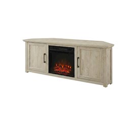 Black Corner Fireplace TV Stand for 65+ Inch Flat Screens with Ample Storage