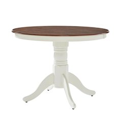 Distressed White Round Dining Table, Farmhouse Style, Seats 4