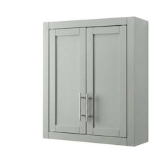 Gray Wall-Mount Storage Cabinet, MDF Birch Veneer, 22 Inch Wide