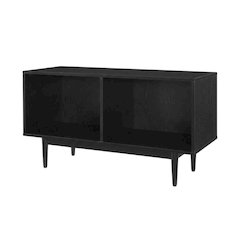 Black Record Player Stand with Vinyl Storage Shelves