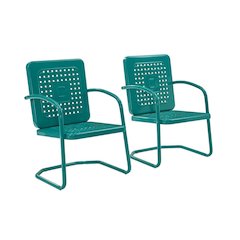 Turquoise Outdoor Chair Set with 2 Armchairs, Lightweight & Anti-Tip Hardware