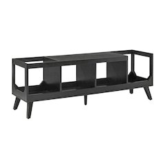 Wooden Low Record Player Stand with Vinyl Storage and Cable Management