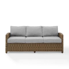 Elegant Beige Outdoor Sofa with All-Weather Resin Wicker Design