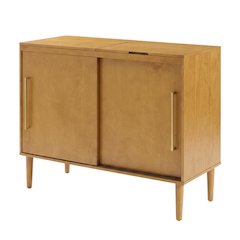 Brown Large Record Player Cabinet, MDF Rubberwood Vinyl Console