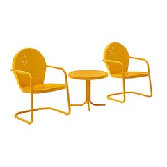 Tangerine Outdoor Chat Set with 2 Chairs and Side Table for Patio Lounge