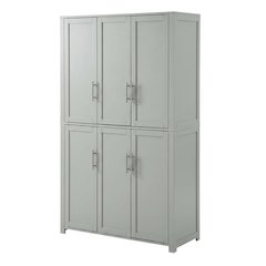 Gray Tall Kitchen Pantry Cabinet, MDF Birch Veneer Freestanding