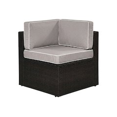 Gray Wicker Corner Chair for Outdoor Living with Durable Frame
