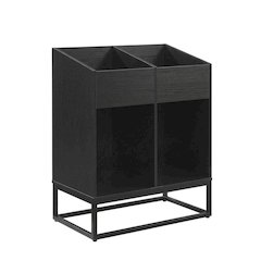 Vinyl Record Storage Stand in Neutral Finish with Sturdy Construction, Compact