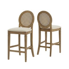 Cane-Back Counter Stool Set with Stylish Design and Durable Frame
