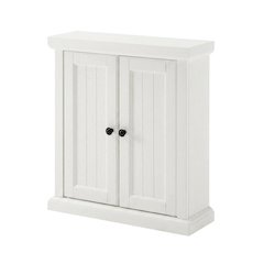 Distressed White Bathroom Wall Cabinet, Anti-Tip Hardware, Durable Construction