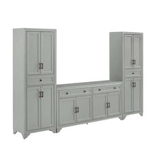 3-Piece Sideboard and Pantry Set with Anti-Tip and Ample Storage