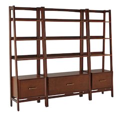 Mahogany Floor Shelf Set with Large and Small Freestanding Etagere Units