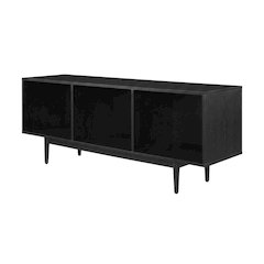 Black Wide Record Player Stand with Extended Vinyl Storage