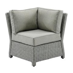 Gray Outdoor Wicker Corner Chair with Weatherproof Design