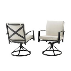 Outdoor Dining Swivel Chair Set in Oatmeal and Oil Rubbed Bronze