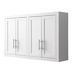 White 2-Piece Wall Kitchen Cabinet Set, MDF Birch Veneer Mounted