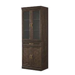 Glass Door Pantry Cabinet with Anti-Tip Mechanism