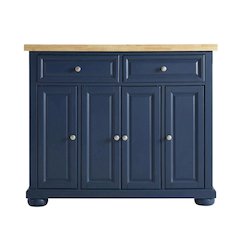 Navy Kitchen Island with Anti-Tip Feature and Natural Accent Finish