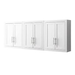 White 3-Piece Wall Kitchen Cabinet Set, MDF Birch Veneer Wide