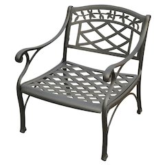 Outdoor black club chair with sturdy armrest and classic design