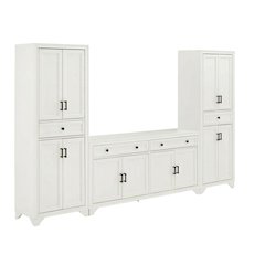 Contemporary 3-Piece Entertainment Center with Sideboard and Storage Pantries
