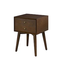 Nightstand in MDF and Solid Poplar Wood with Veneer Finish for Bedroom Storage