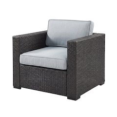 Outdoor Wicker Chair Set in Mist/Brown with Armrests and Durable Frame