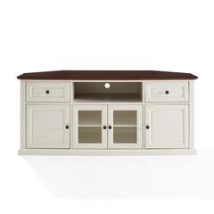 Stylish 60" Corner TV Console Featuring Antique Bronze Hardware and Storage
