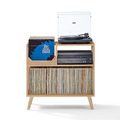 Asheville Medium Record Player Stand With Vinyl Storage Natural