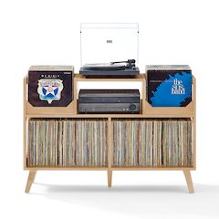 Asheville Large Record Player Stand With Vinyl Storage Natural