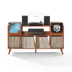 Asheville Xl Record Player Stand With Vinyl Storage Walnut