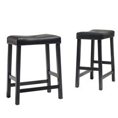 Upholstered Saddle Seat 2Pc Counter Height Bar Stool Set - 2 Stools