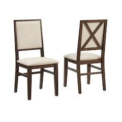 Upholstered Dining Chair Set with Creme Accent - 2 Piece Styling