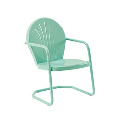 Aqua Blue Metal Patio Chair with Gloss Finish – Decorative Retro Style