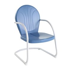 Sky Blue Metal Patio Chair with Gloss Finish – Decorative Retro Style