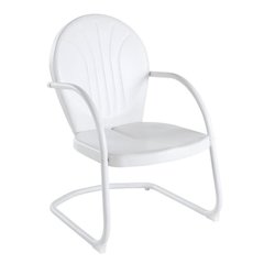 White Metal Patio Chair with Gloss Finish – Decorative Retro Style