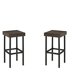 Brown Wicker Bar Stools Set of 2 with Patio Seating for Outdoor Gatherings
