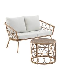 Juniper 2Pc Wicker Outdoor Loveseat Patio Furniture Set, Loveseat & Coffee Table