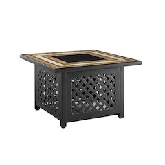 Brown Outdoor Fire Pit Table with Lid and Beads for Backyard Use