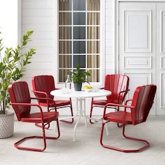 Ridgeland 5Pc Round Retro Outdoor Dining Set - Dining Table & 4 Chairs