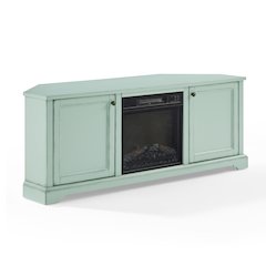 Holbrook Corner Fireplace Tv Stand For 65" Tv Distressed Seafoam Blue