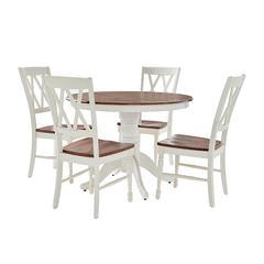 Shelby 5Pc Round Dining Set White - Table, 4 Chairs