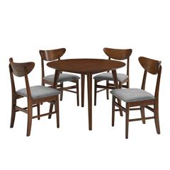 Landon 5-Piece Round Dining Table Set For 4 - Table & 4 Wood Back Chairs