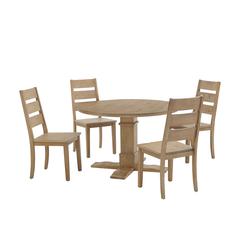 Joanna 5-Piece Round Dining Table Set For 4 - Round Table & 4 Ladder-Back Chairs
