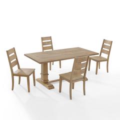 Joanna 5-Piece Dining Table Set For 4 - Table & 4 Ladder-Back Chairs