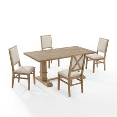 Joanna 5-Piece Dining Table Set For 4 - Table & 4 Upholstered Back Chairs