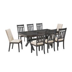 Hayden 9-Piece Dining Table Set For 8 - Table, 6 Slat Back Chairs, & 2 Chairs