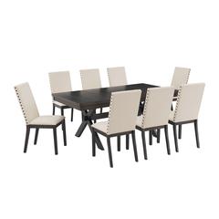 Hayden 9-Piece Dining Table Set For 8 - Table & 8 Upholstered Chairs