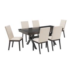 Hayden 7-Piece Dining Table Set For 6 - Table & 6 Upholstered Chairs