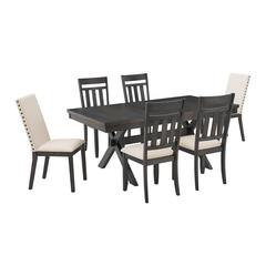 Hayden 7-Piece Dining Table Set For 6 - Table, 4 Slat Back Chairs, & 2 Chairs